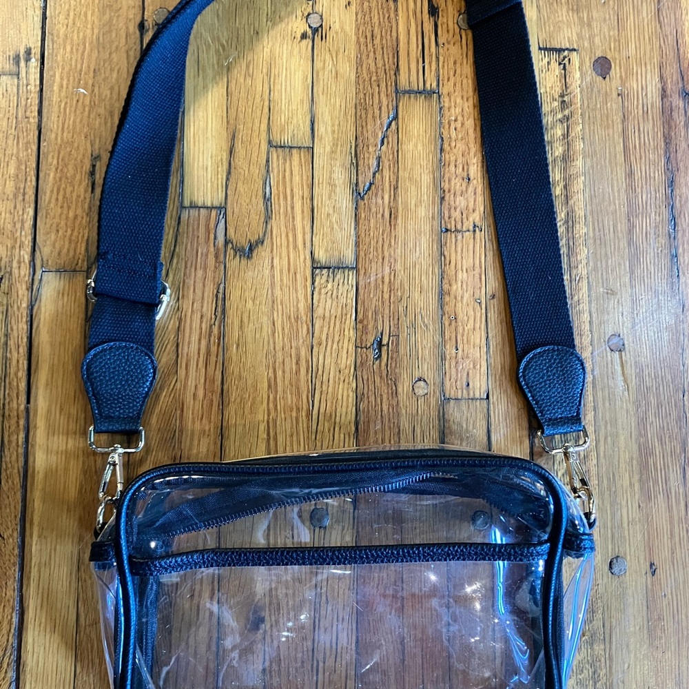 Transparent Crossbody Bag with Black Strap